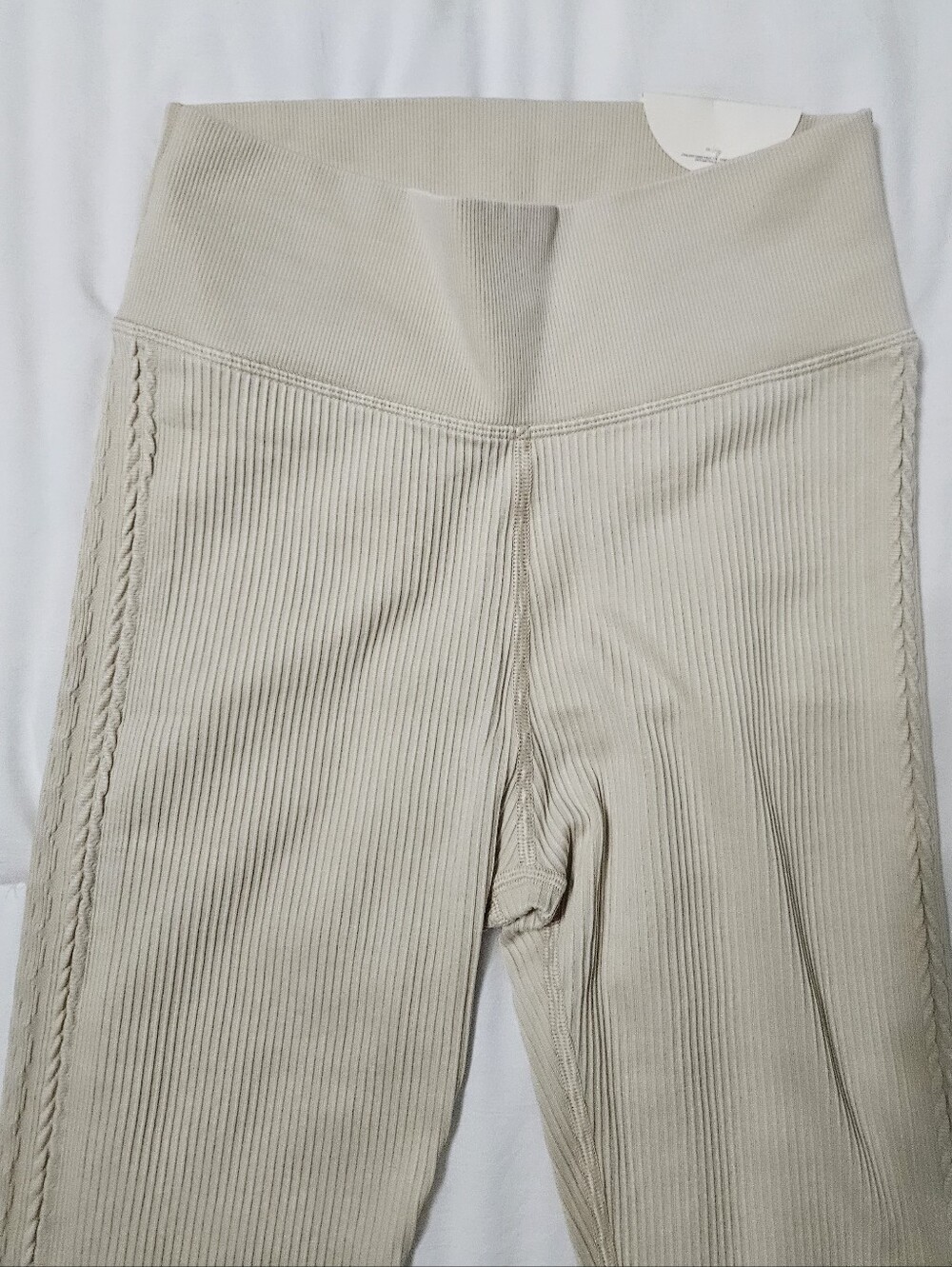 Offline By Aerie High-Waist Braided  Leggings in Light Beige